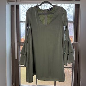 Lulu's Sage Green Dress with Bell Sleeves